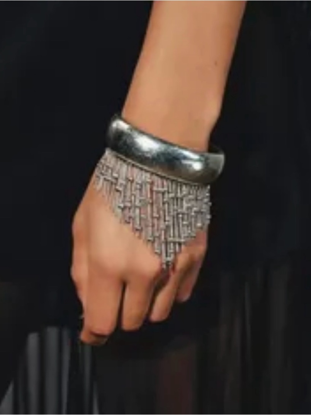 Zara Silver Fringe Statement Cuff Bracelet